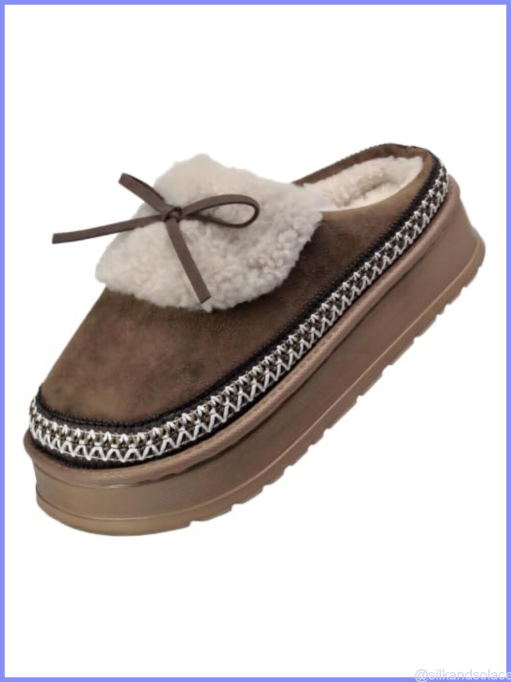 Cozy Faux Suede Platform Slippers for Women - Memory Foam Cushioned House Shoes